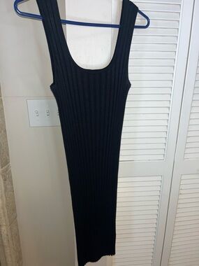 a new day Black Ribbed Tank Midi Dress NWOT